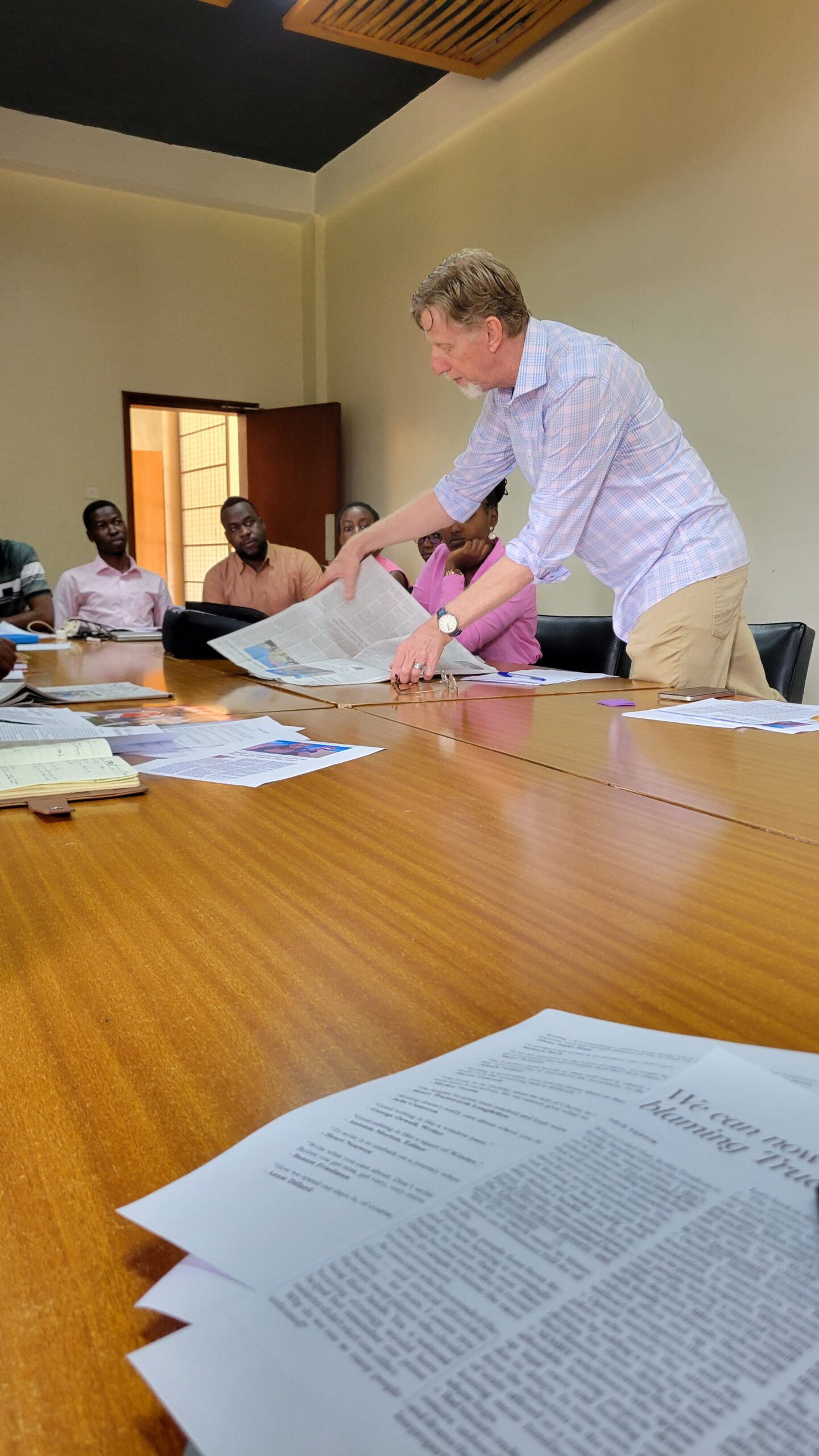 Froese, a founder of the UCU Standard newspaper, during his annual visit at UCU-Mukono in January 2025