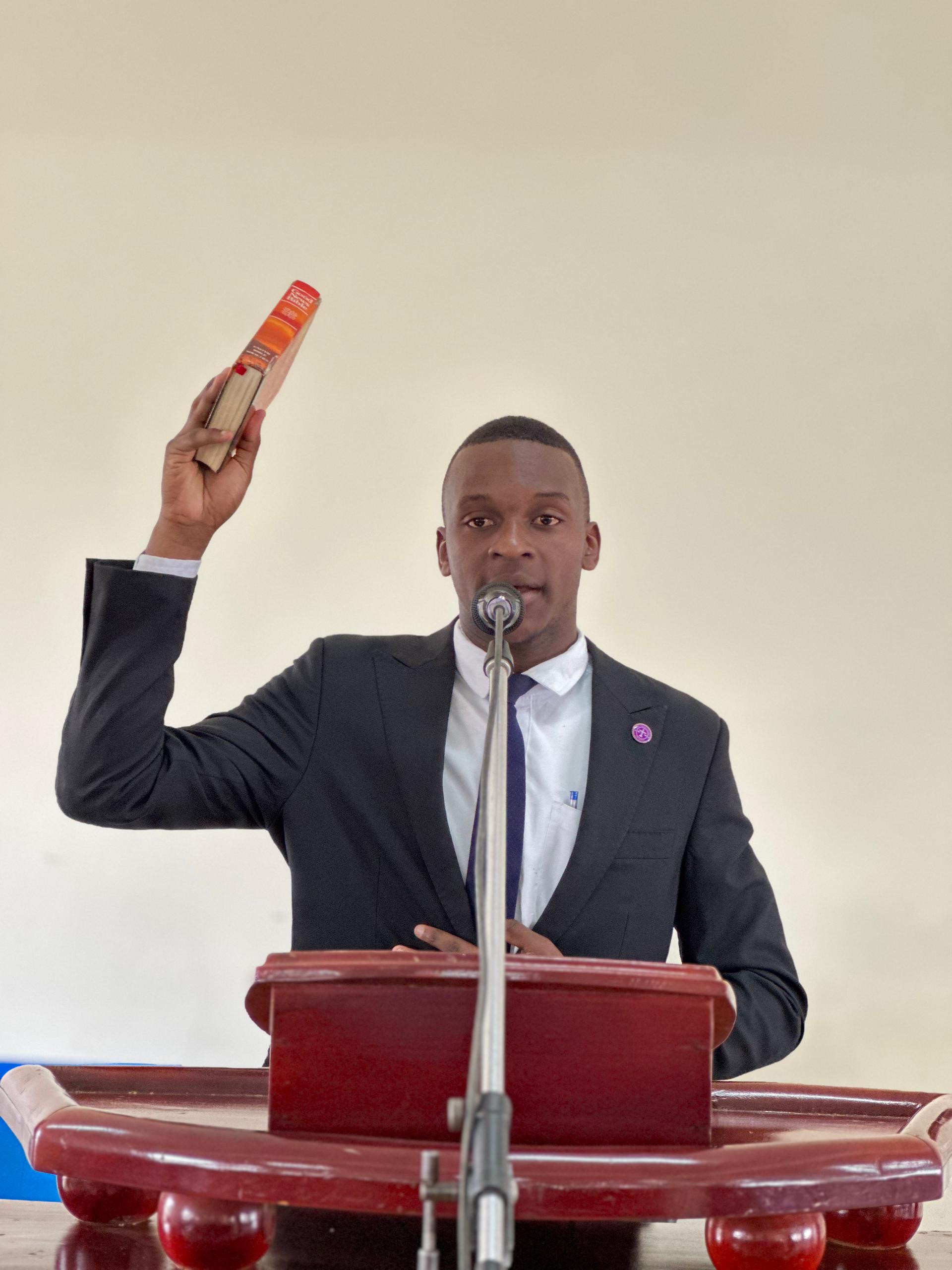 Mwiima swearing in as the new Guild President