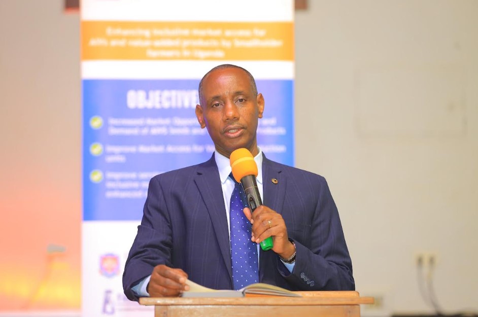 UCU Vice Chancellor Assoc. Prof. Aaron Mushengyezi delivering his speech during the research dissemination workshop at African Village Hotel in Mukono