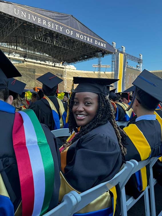 Ankunda during her graduation ceremony at Notre Dame.
