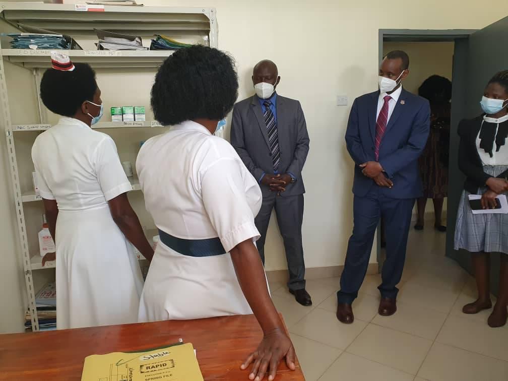 UCU Vice Chancellor, Prof. Aaron Mushengyezi, accompanied by the Dean, UCU School of Medicine, Dr. Gerald Tumusiime, during a maiden visit to Kagando in 2021.