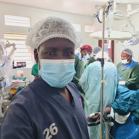 Mugabi during one of the practical sessions at medical school