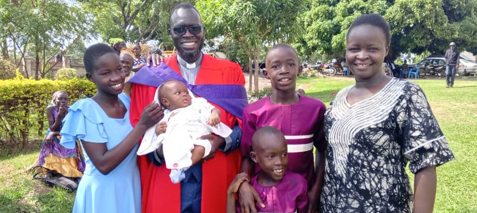 The Rev. Dr. Dennis Ruhama Onzima with his wife, Proscovia Ndaru Ruhama, and children, Deborah Ruhama Letasi, Deogratias Ruhama, Deuel Ruhama Agani and Deshawn Ruhama.