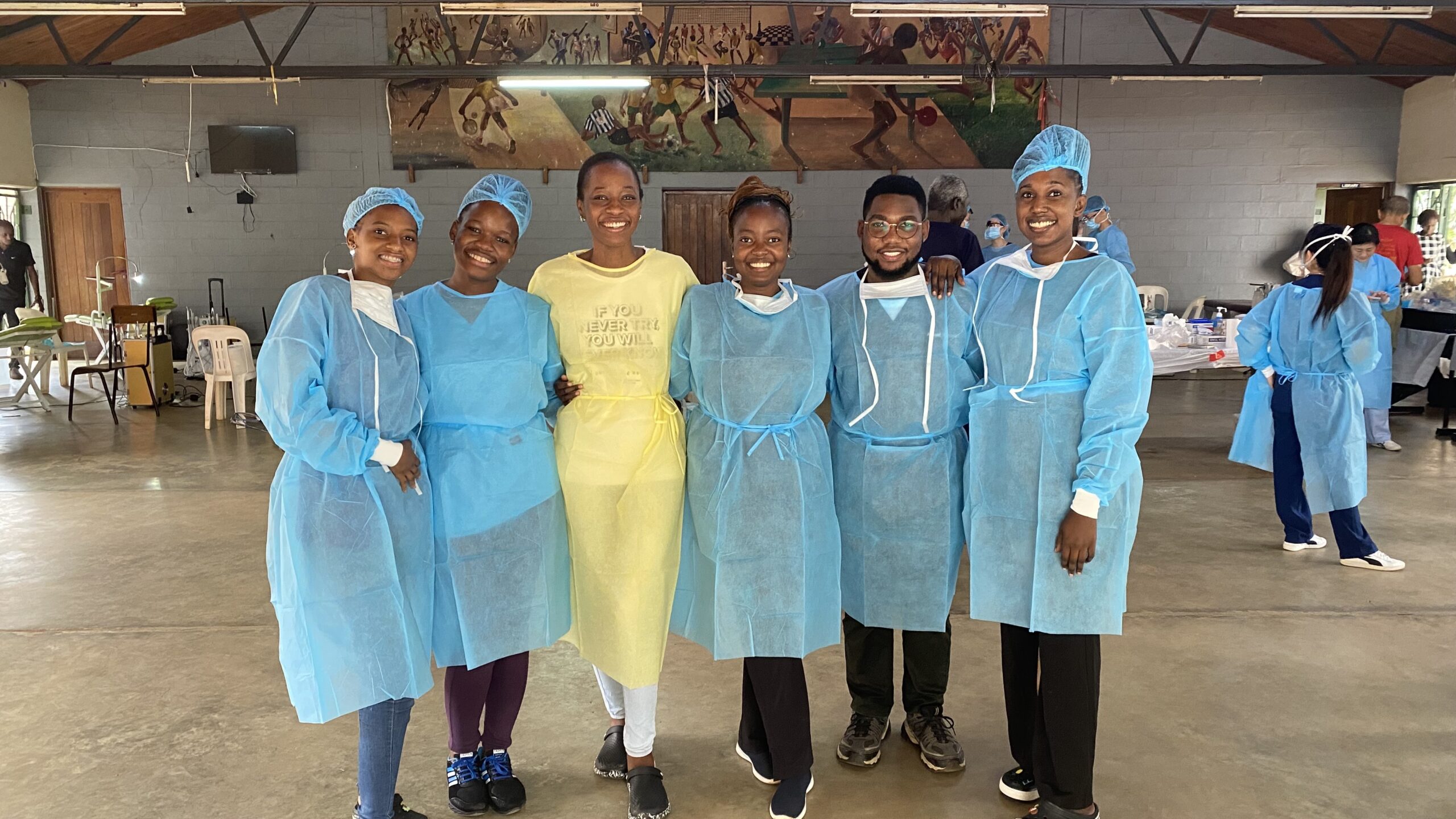Kamaranzi with some classmates at the UCU School of Dentistry