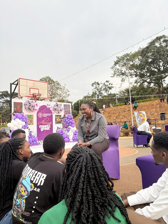Esther Awor interacts with students during the UCU Law Society meet-and-greet, an event organised for the alumni to engage with students pursuing Bachelors of Law.