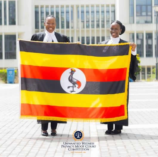 Left to right: Heather Stacy Kutamba and Sandra Ajambo at the Unwanted Witness privacy moot competition in Dar es Salaam, Tanzania.