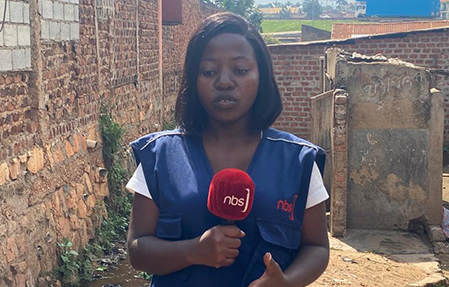 Nakato reporting from the field for NBS TV