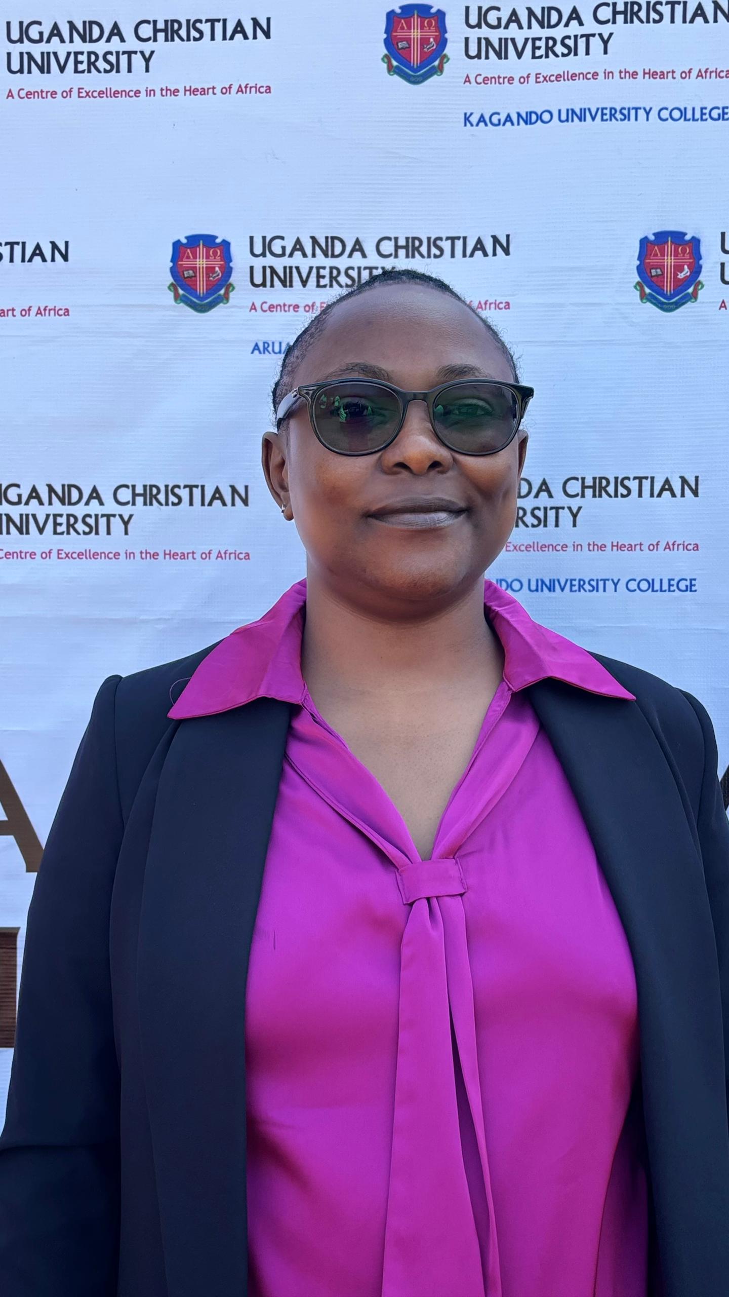 Elsie Masette after the commissioning service at Uganda Christian University Mbale University College.