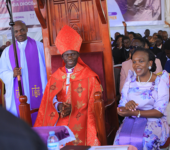 The Rt. Rev. Assoc. Prof. Grace Lubaale, the new Bishop of Busoga Diocese, with his wife, Clare