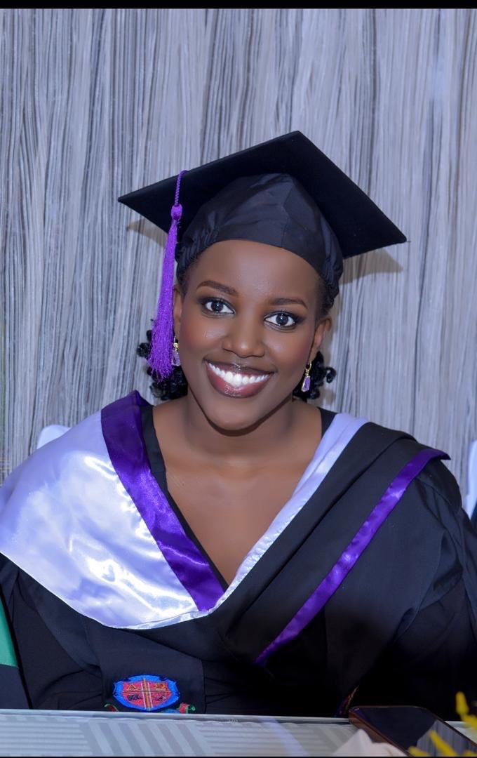 Elizabeth Tushabe at her graduation in 2023, marking the completion of her medical training at Uganda Christian University.