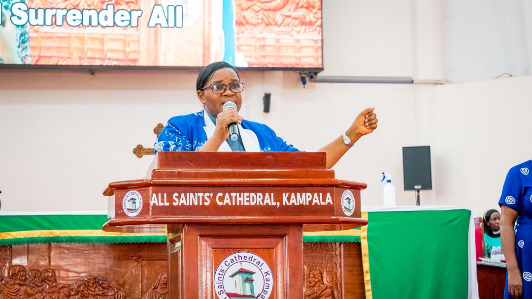 The Very Rev. Venerable Canon Dr. Rebecca Margaret Nyegenye Ajambo speaking at All Saints’ Cathedral.