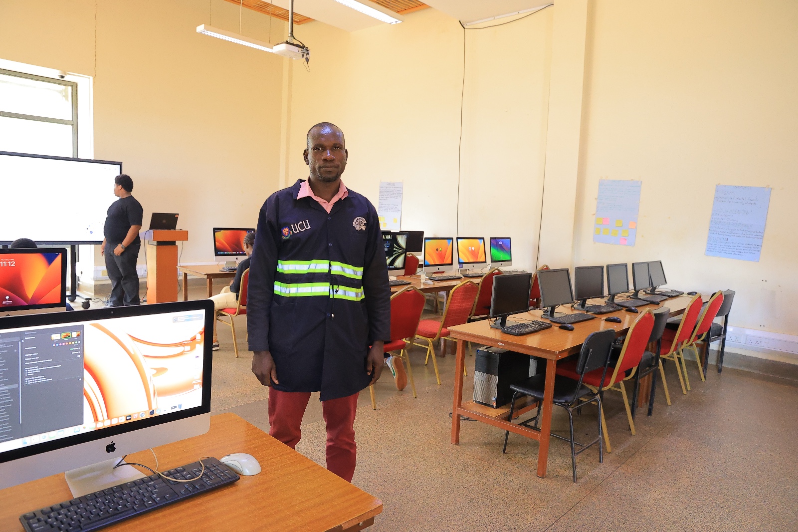 Daniel Ogwang in UCU’s ICT media lab at Hamu Mukasa Library