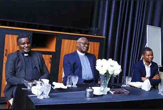 The Honours College Meet-and-Greet Dinner featured some of the university’s top leaders. Left to right are: Rev. Assoc. Prof. John Kitayimbwa, the Deputy Vice Chancellor for Academic Affairs; the Rev. Canon Dr. John Senyonyi, former UCU vice chancellor; and Tumuramye Dickson, the Head of the Honours College