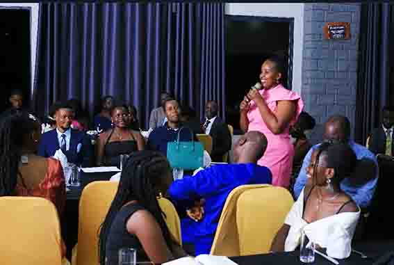 Some students and alumni at the dinner