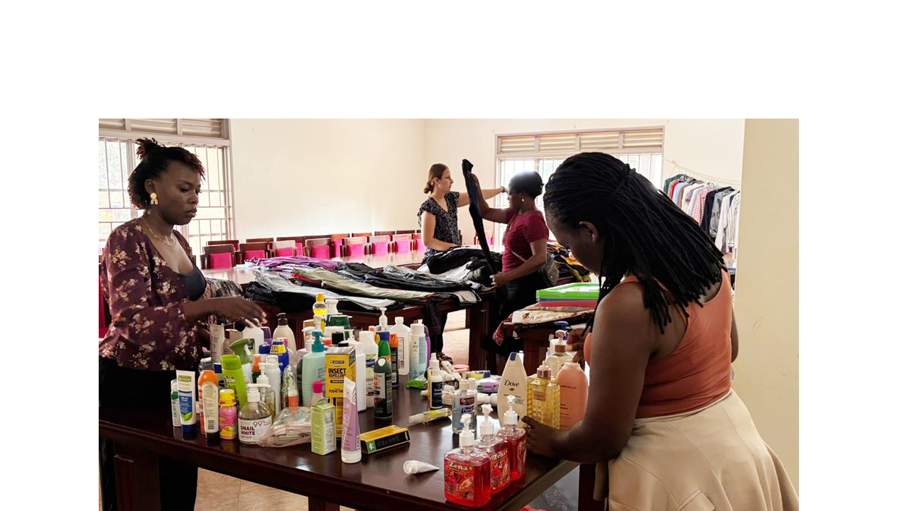 Volunteers preparing items for sale