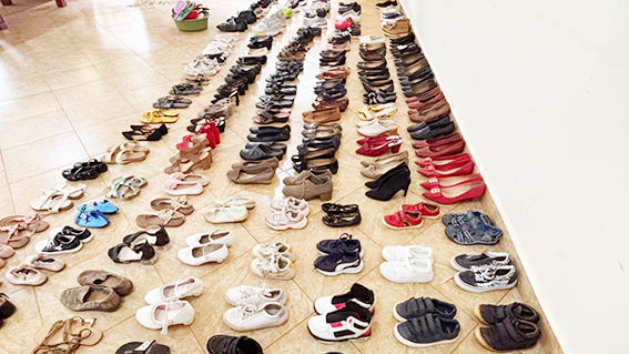 Some of the donated shoes