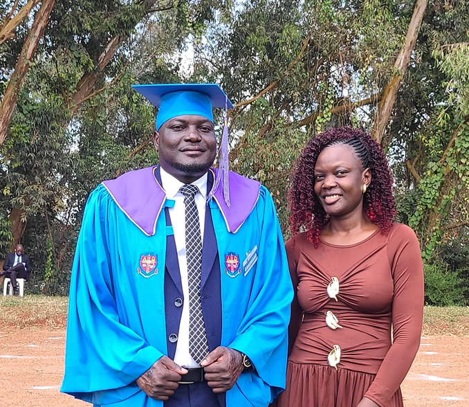 Agurama Nelson with his sister, Agurama Rachel, at UCU’s July 2026 graduation